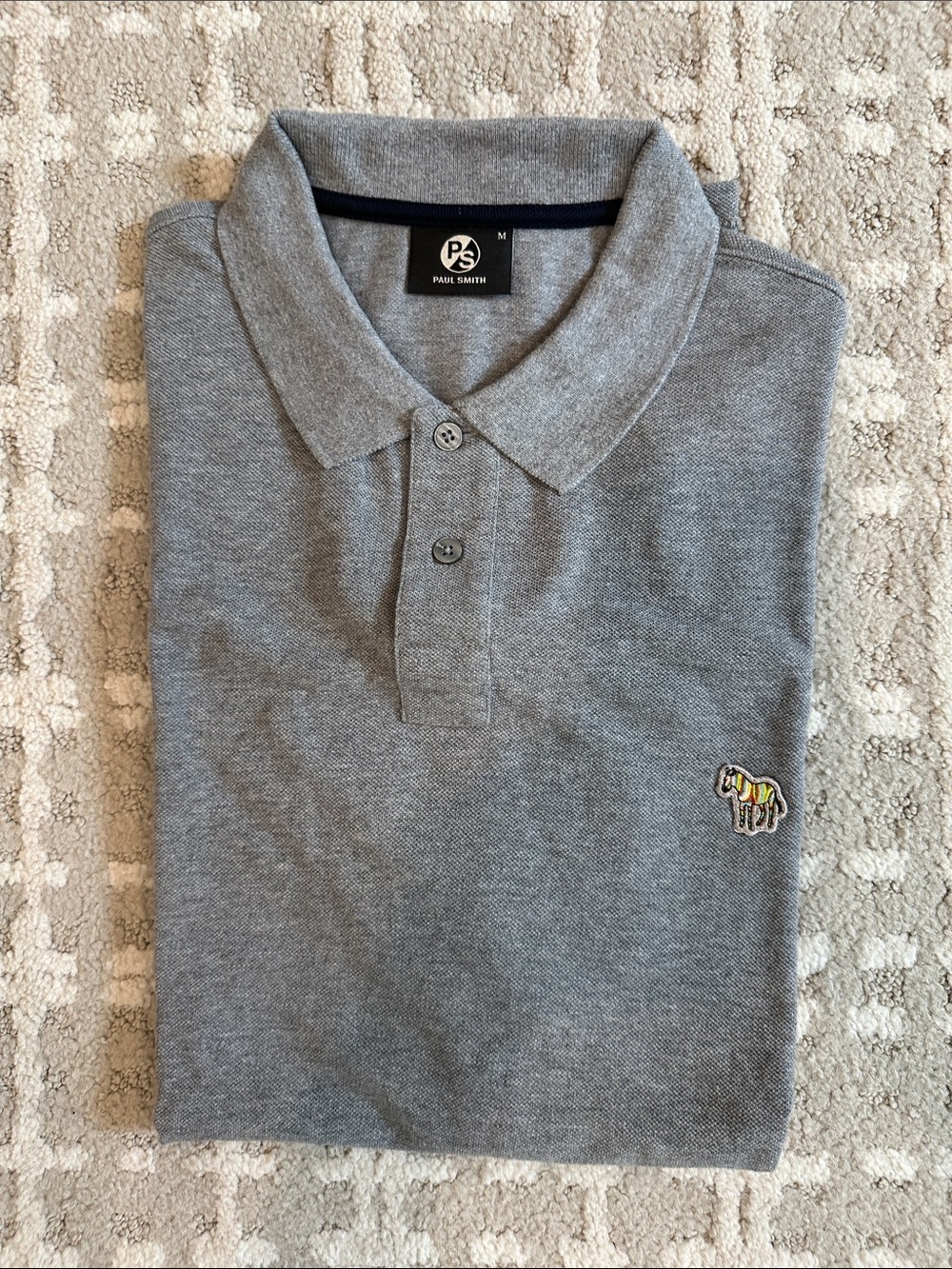 Paul Smith Light Grey Polo with Multicolor Zebra Patch